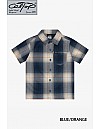 KS001 S/S PLAID : BLUE-ORANGE